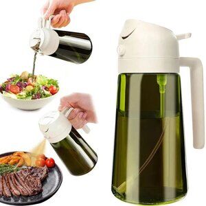 Olive Oil Spray Bottle 470ml 2 in 1 Dark Glass Cooking Dispenser Kitchen Tool